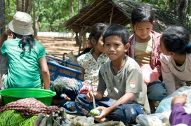 A group of Cambodian children playing. 